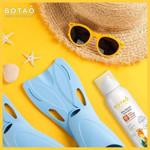 Baby’s 100% Mineral Zinc Oxide Sunscreen Foam Spray, safe natural sensitive skin sunblock Babies or Toddlers: SPF50 Broad Spectrum UVA UVB, Sunbur...
