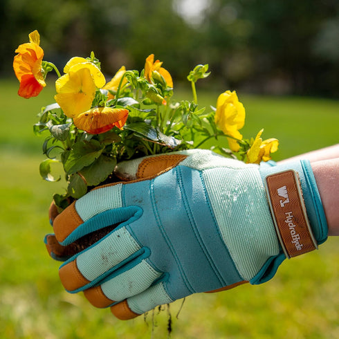 Wells Lamont Women's HydraHyde Water-Resistant Leather Palm Hybrid Work Gardening Gloves, Medium (Pack of 1) (3250M), Blue...