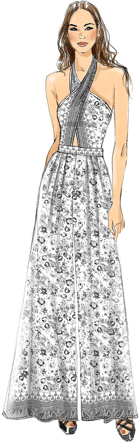 Vogue Patterns Misses' Criss-Cross Halter Romper and Jumpsuit, 14-16-18-20-22 Red...