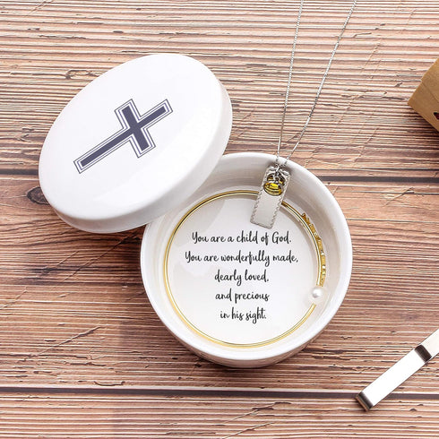Keepsake First Communion for Girls Boys, Baptism Precious Moments, Jewelry Ceramic Box Plays Child of God, Godchild Birthday Kids Child, Godparent...