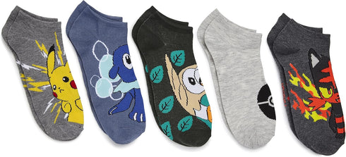 Pokemon Men's 5 Pack No Show Ankle Socks...