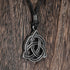 BlueRica Celtic Trinity Knot (Triquetra) on Adjustable Black Cord Necklace (Old Silver Finish)...