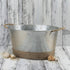 Twine Seaside Jute Rope Wrapped Farmhouse Galvanized Ice Metal Beverage Tub, Wine, Beer Bottle Bucket, 4.5 Gallons...