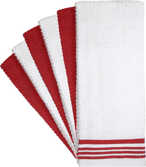 Premium Kitchen Towels (16”x 28”, 6 Pack) – Large Cotton Kitchen Hand Towels – Weft Insert Design – 380 GSM Highly Absorbent Tea Towels Set with H...