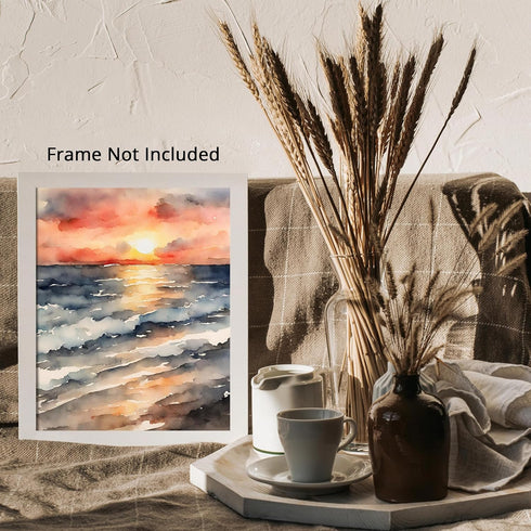 Posterizer 1 pcs- sea and beach themed oil painting style print 14-Landscape & Nature Art-Floral Botanical Art- Decor for Home & Office- unframed ...