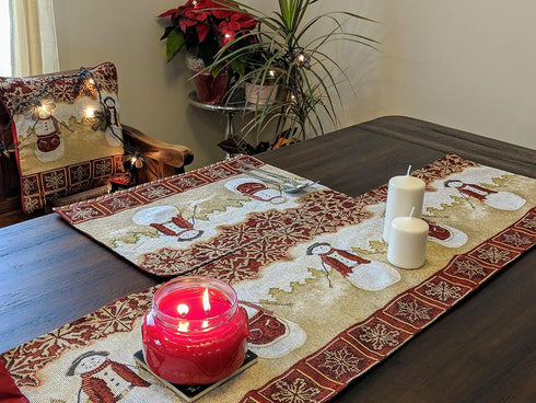 Tache Home Fashion Mrs. Snowman Tapestry Table Runner, 13x54...