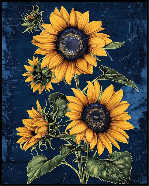 Posterizer 1 pcs-bright surreal yellow sunflowers-Floral & Botanical Art-Abstract & Modern Art-Decor for Home & Office- UNFRAMED Wall Art...