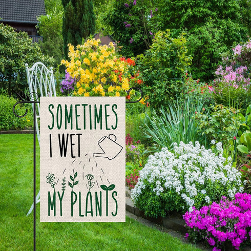 Garden Flag Sometims I Wet My Plants Vertical Doubled Sided Burlap Welcome Flag Home Yard Outdoor Decor 12.5x18 Inch...
