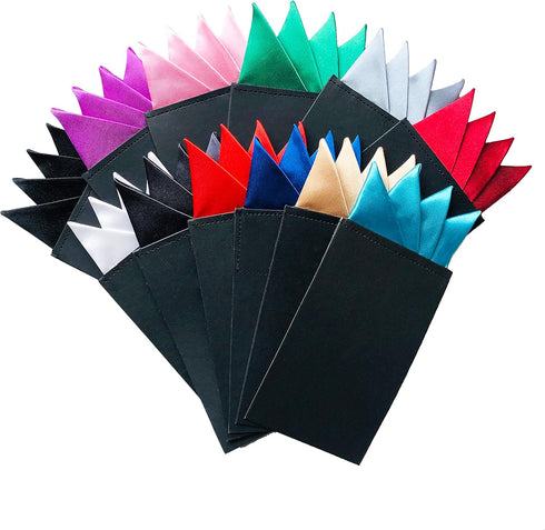 PreFolded Pocket Squares 12 pieces On Card For Men Polyester Suit Handkerchief Masculine Polyester Suit Men's Pocket Squares Blue...