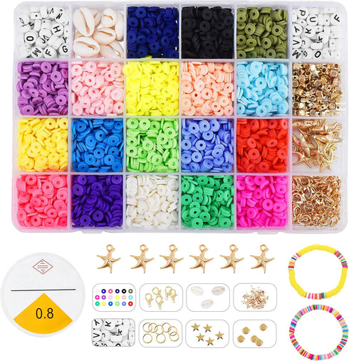 Mandala Crafts Assorted Heishi Beads for Jewelry Making - 4819 Assorted Polymer Clay Beads for Bracelets Making - Assorted Flat Beads Disc Beads 6...