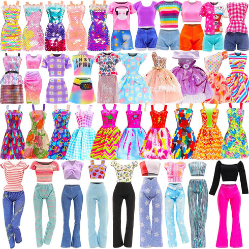 15 Set Doll Clothes for 11.5 Inch Doll Include 2 Sequins Dresses 6 Outfits Tops and Pant/Short/Skirts 7 Fashion Dresses for 11.5 Inch Fashion Doll...