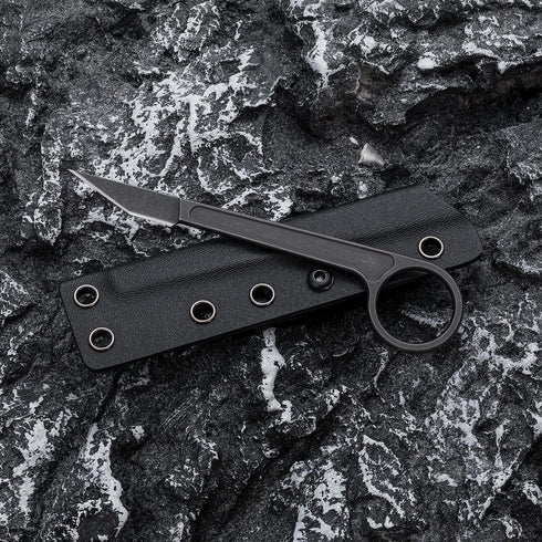 Fixed Blade Knife, 440C Blade Stainless Steel Handle, Tactical EDC Knife with Kydex Sheath, Outdoor survival Knife for Hiking, Camping OS108 (Blac...