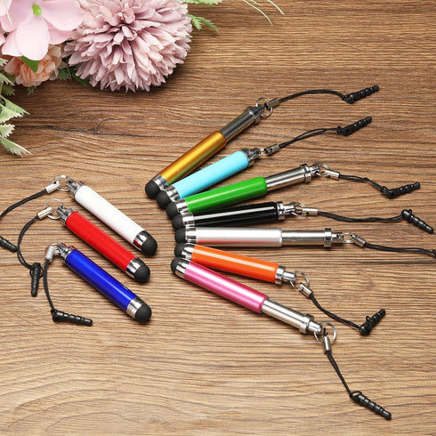 MECCANIXITY 5pcs Metallic Stylus Pen Retractable Aluminum Alloy Mini Capacitive Pens for Universal All Touch Screen Devices, Light Blue...