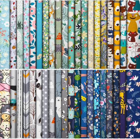 40 Pcs 10 x 10 Inches Cotton Fabric Bundle Squares Precut Fabric Squares Multi Color Floral Fat Squares Sheets for Kids DIY Craft Quilting Sewing ...