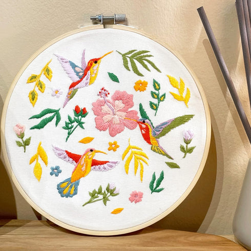 Bird Embroidery Kit for Adults Beginners, Funny flower hummingbird Cross Stitch Kit for Crafts Starters with Cute Birds Flora Patterns Include Emb...