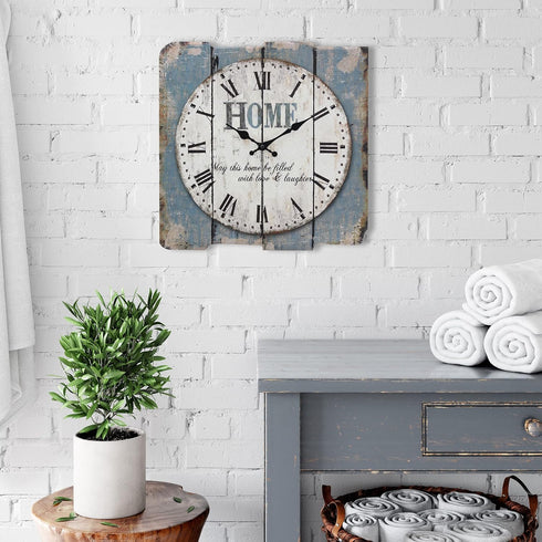 Stonebriar SB-6158A Worn Blue 15" Square White Wall Clock...