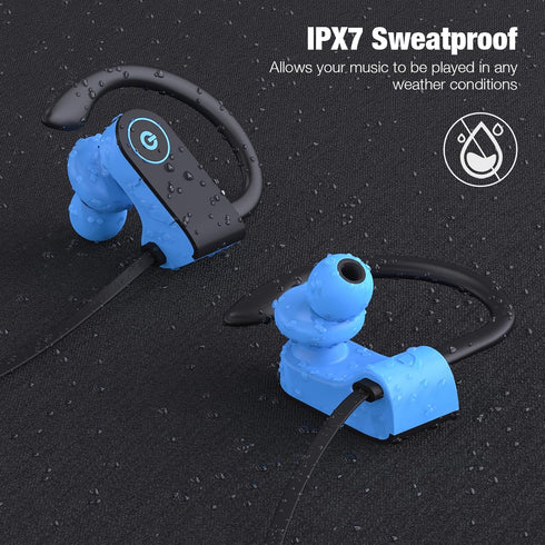 Bluetooth Headphones, Wireless Headphones 16H Playtime Wireless Earbuds with Mic Stereo in-Ear Earphones, IPX7 Waterproof Sports Headphones Sound ...