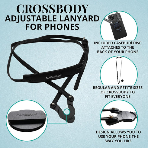 Crossbody Phone Lanyard Compatible with Included Disc - Regular Size | (Black)...