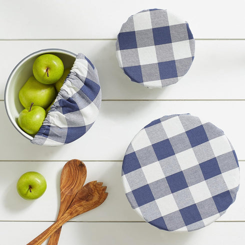 DII Reusable Cloth Bowl Cover Collection Machine Washable, Cotton with Elastic Stretch for Food Storage, 10.25"/8.25"/7.5" Diameter, Farmhouse Pla...