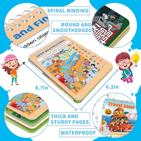 2 Pack Reusable Activity Game for Kids Ages 4-8, 8-12,Travel Games Include 56 Different Game,1-2 Players,Toy & Learning Tool for Road Trip Airplan...