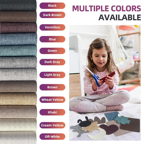 Azobur Coarse Linen Repair Patches, 6 Piece Self-Adhesive Linen Fabric Patches, Multi Color, Can be Used for Linen Sofa Repair and Linen Clothes R...