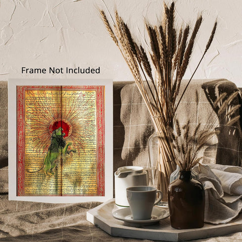Posterizer 1 pcs-alchemical depiction with a green lion-vintage inspired 3-Vintage Art-Fantasy & Fiction Art- Gift for Men Women Entrepreneur Teen...