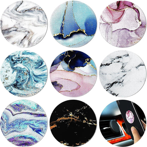 Weewooday 8 Pcs Phone Magnet Car Metal Mount Plate for Cell Holder Compatible with Magnetic Car Mounts Replacement Sticker(Marbling Style)...