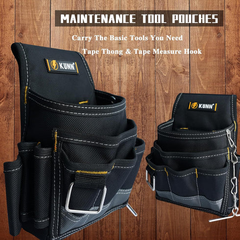 KUNN Electrician Tool Pouch - Durable Small Basic Maintenance Tool Pouch Belt with Belt Clip...