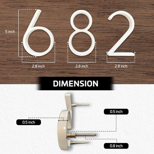House Numbers (White) - 5 Inch Height Modern House Numbers for Outside Door Plaque Address Number with Floating Mount (3)...