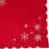 Violet Linen Embroidered Red Christmas Table Topper, 36" Square, Snowflakes...