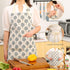 Tosewever 2 Pieces Cotton Linen Waterproof Bib Apron with 2 Pockets - Long Ties Adjustable Neck Strap - Unisex Cooking Kitchen Decorative Pattern ...