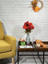 Admired By Nature Artificial Bouquet Bush 18 Stems of Mums, Sunflowers, Zinnia, Foliage (Brick Red) - for Fall Home Decor, Weddings, Events, Parti...