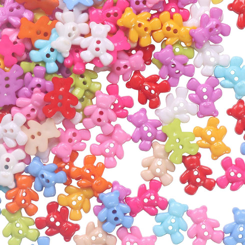 YAKA200 Pcs Mixed Bear Plastic Buttons 2 Hole Baby Sewing DIY Crafts Children's Manual Button Painting, DIY Handmade Ornament...