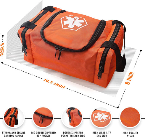 ASA TECHMED First Aid Responder EMS Emergency Medical Trauma Bag EMT, Fire Fighter, Police Officer, Paramedics, Nurse, Orange...