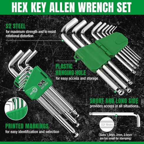 SK 9-Piece Allen Wrench Set, Hex Key Set, Metric Ball End Hex L-Key, S2 Steel...