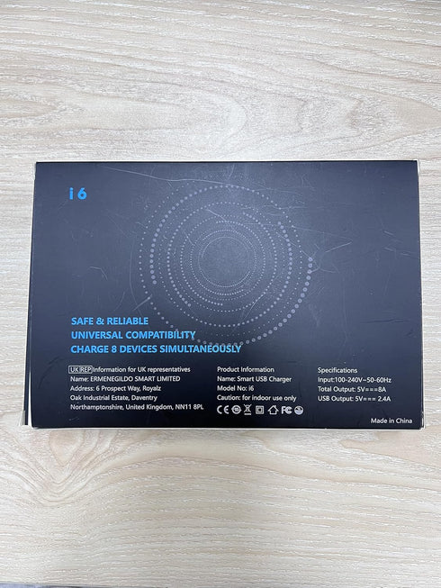 USB Charging Station, Ziwodiv 8-Port 60W/12A USB Charger Station, Multi Ports USB-A Charging Hub with LED Display, Compact Desktop Charger for Mul...