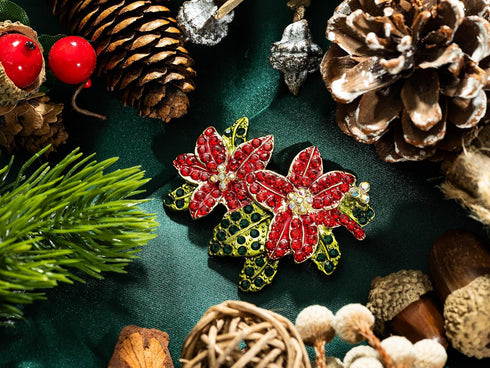 Christmas Brooch Pins Rhinestone Crystal Christmas Tree Snowflake Brooch Pins for Xmas Holiday Party Celebration...