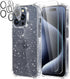 KSWOUS for iPhone 15 Pro Max Case Glitter with 2 Pack Screen Protector + 2 Pack Camera Lens Protector, Clear Glittering Cute Phone Case Shockproof...