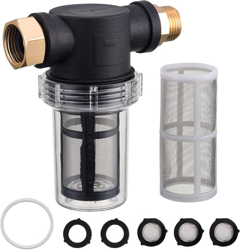 Garden Hose Filter, Sediment Filter Attachment for Pressure Washer Inlet Water, Inline Water Filter for Garden Hose with 40 Mesh and 100 Mesh Scre...