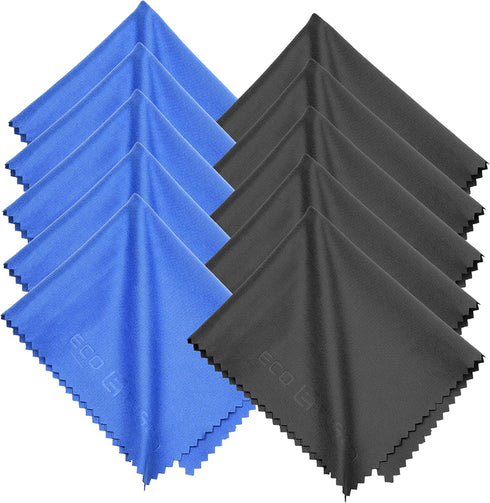 Eco-Fused Blue/Black Microfiber Cloth - 6x7 Inch - 12 Pack - Glasses & Lens Cleaning...