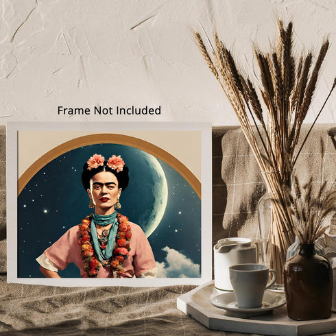 Posterizer 1 pcs- Frida Kahlo inspied art-sci fi space abstract art-Famous Figures Art Collection-Abstract & Modern Art- Living Room Bedroom Decor...