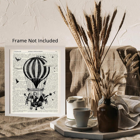 Posterizer 1 pcs-Steampunk Hot Air Balloon-Fantasy & Fiction Art-Retro Art- Gift for Men Women Entrepreneur Teens-Decor for Home & Office- unframe...