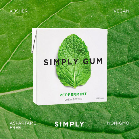 Simply Gum | Variety Pack - Peppermint, Cinnamon, Ginger, Fennel, Maple, Coffee | Plant- Based Chewing Gum | Synthetic Plastic Free + Aspartame Fr...