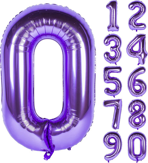 40 Inch Purple number Helium Foil Birthday Party Digit Balloons (Purple 0)...