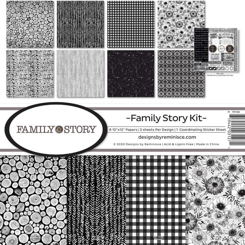 Reminisce Family Story Collection Scrapbook Kit Paper Crafts, Multi Color Palette, 12x12 inches...