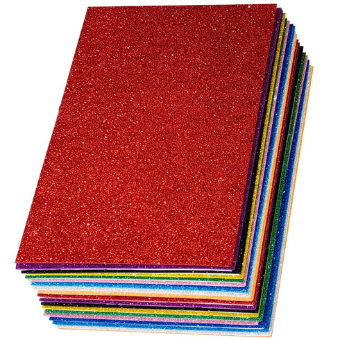 Sticky Glitter Foam Sheets, 20 Packs Thick Self-Adhesive Sparkle EVA Paper Stickers for School Projects, 30 x 20cm (Multi-Color)...