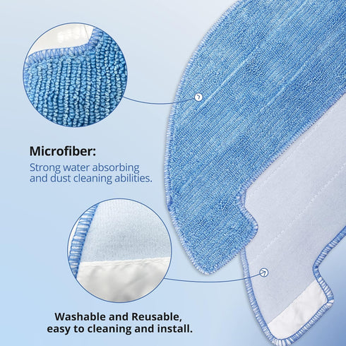 Smilefil 4pcs Replacement Mop Cloths Compatible with Coredy R750, R500, R550(R500+), R580, G800, G850 Robot Vacuum Cleaner Parts Accessories, Mode...