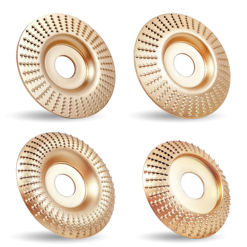 4PCS Wood Carving Disc Set for 4" or 4 1/2" Angle Grinder with 5/8" Arbor, Stump Tool Grinder Disc Wheel Attachments for Woodworking,Grinding Whee...