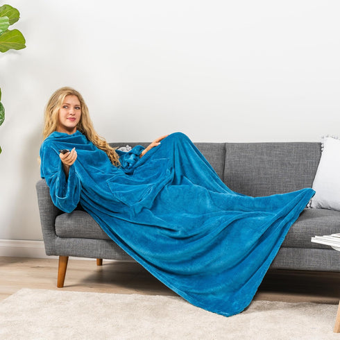 PAVILIA Blanket with Sleeves for Adult Women Men, Soft Warm Wearable Blanket Fleece Wrap Throw, Robe Blanket Gift...