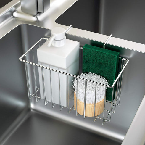Kitchen Sink Sponge Holder, Super Sturdy Hooked Design Kitchen Sink Caddy Organizer for Dish Cloth, Soap Dishwashing Liquid Drainer, Rustproof & D...